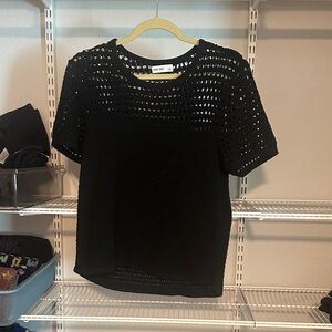Nine West Black Short Sleeve Knit Top